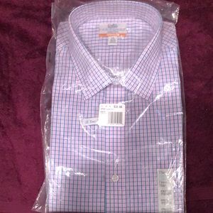 Croft & Barrow Easy Care Athletic Fit Multi Check Blue/Pink Size 17.5 32/33